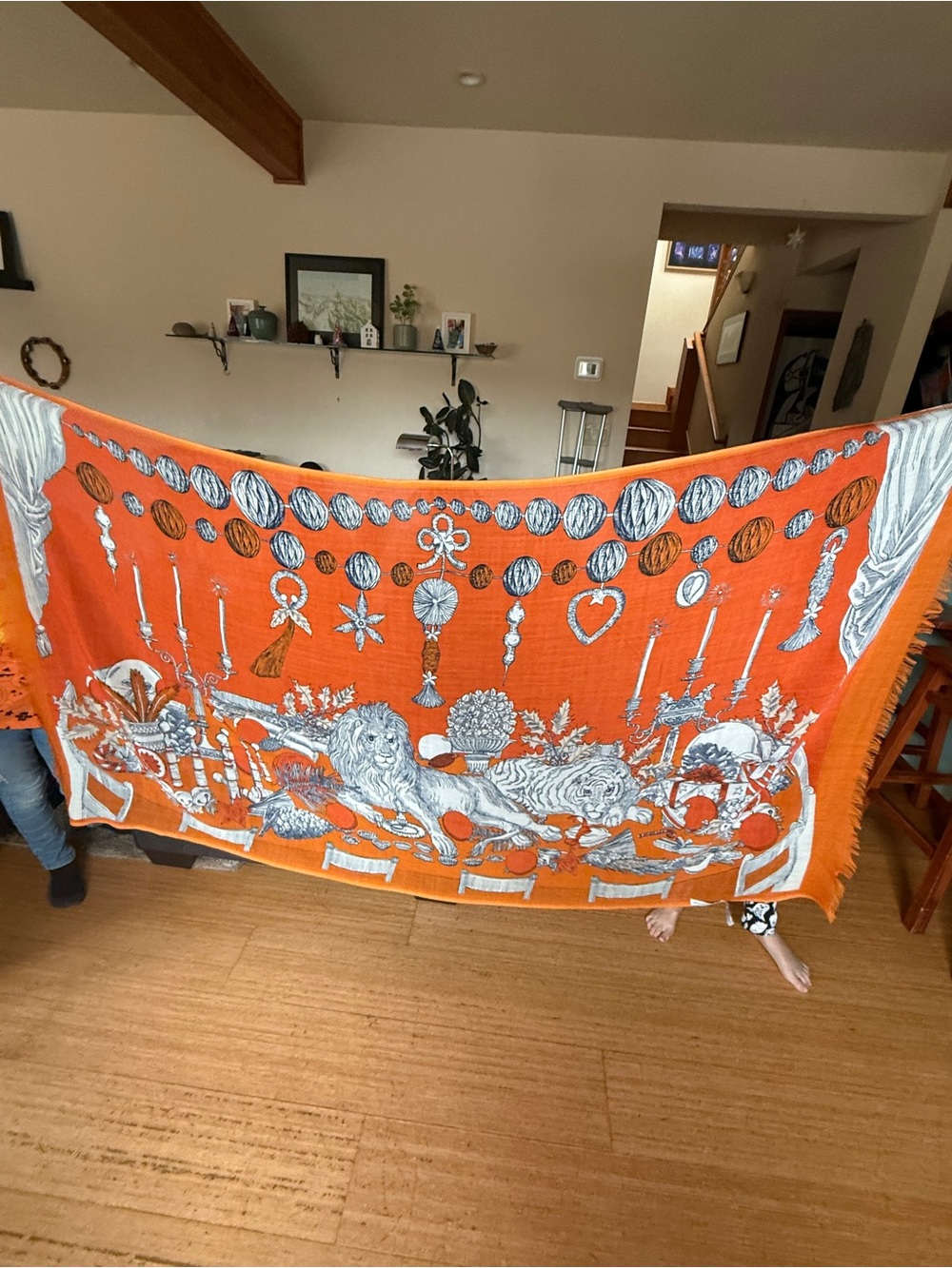 Inoui Editions Paris 100% Wool Noé Animals Scarf Wrap 72"x40"